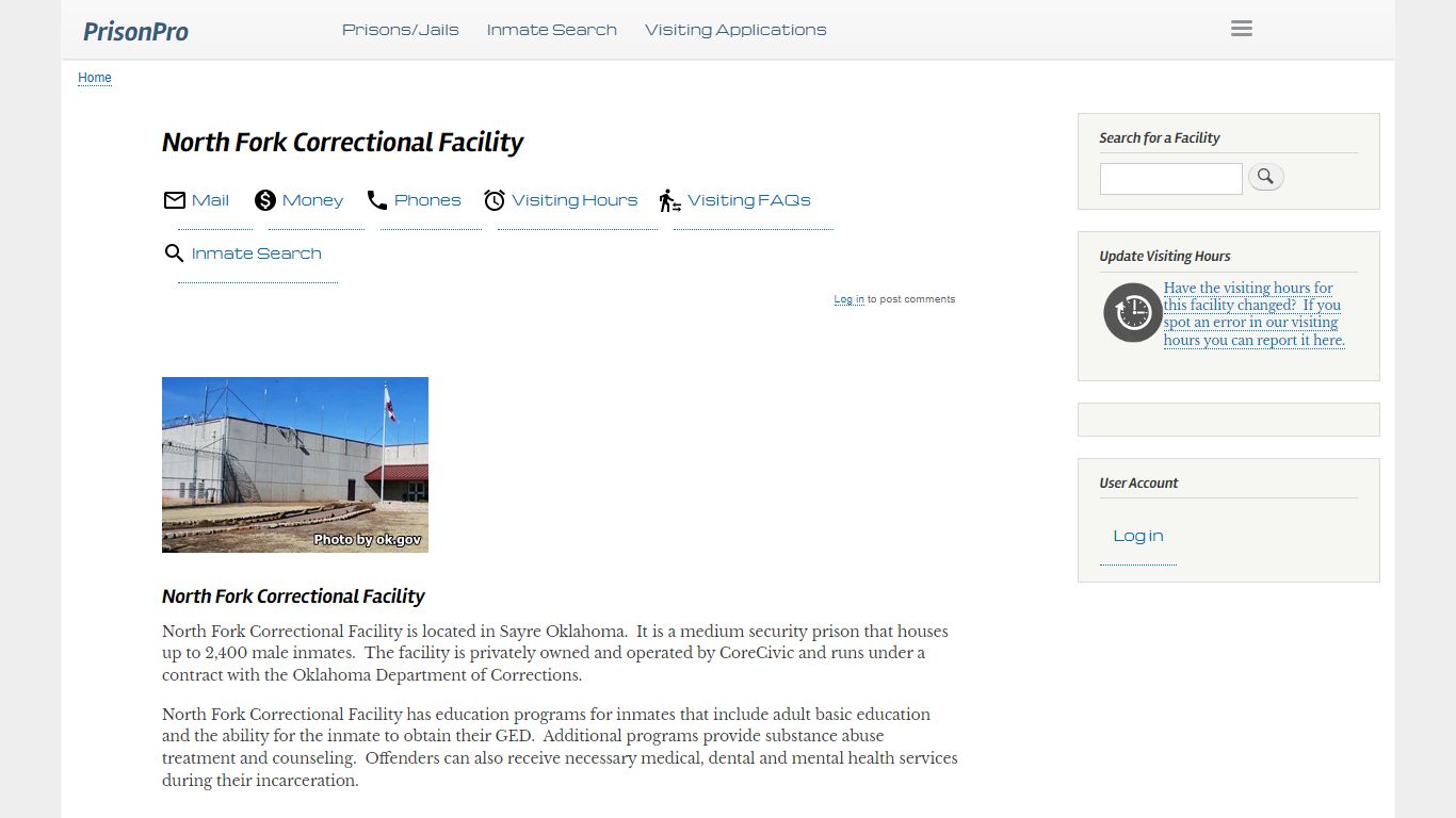 North Fork Correctional Facility Visiting hours, inmate ...